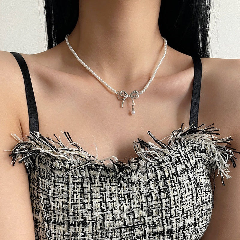 High Grade Bow Pearl Necklace