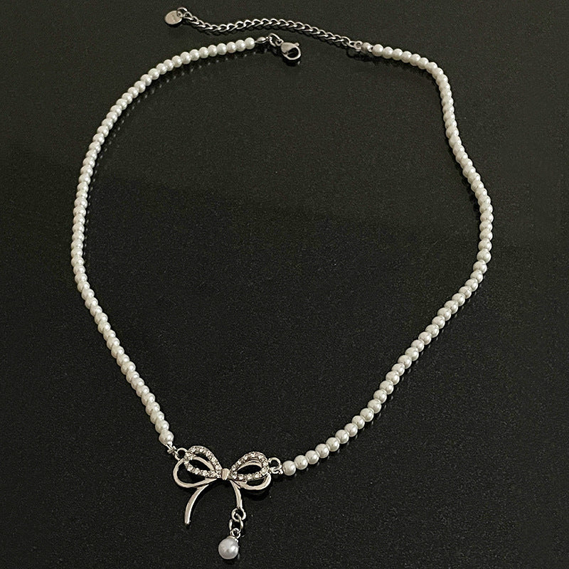 High Grade Bow Pearl Necklace